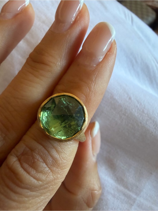 Marco Bicego Jewelry - Marco Bicego Jaipur 18K Yellow Gold Green Tourmaline Rose Cut Ring Size 4.25
